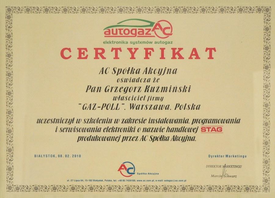 przykład certyfikatu branżowego